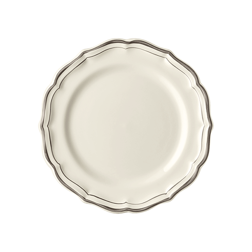 Тарелка десертная Gien Les Filets Taupe 23,2 см, Белый, Серо-коричневый