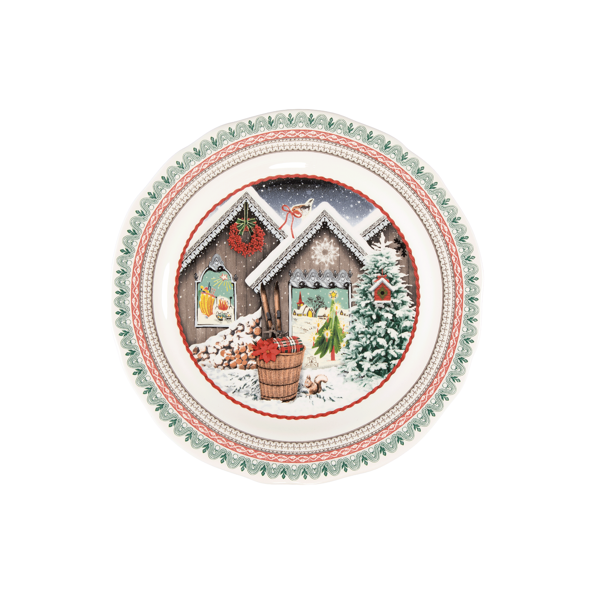 Тарелка Gien Chalet Noel 2026 22,4 см, Белый, Мульти
