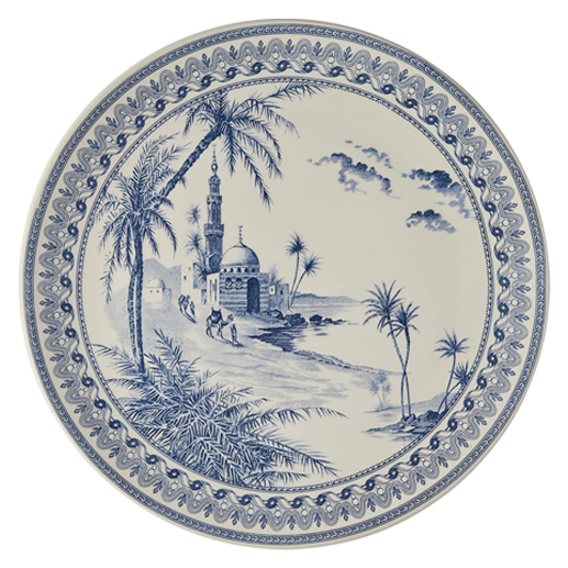 Блюдо для торта Gien Les Depareillees Bleu Rebus 30 см, Синий,