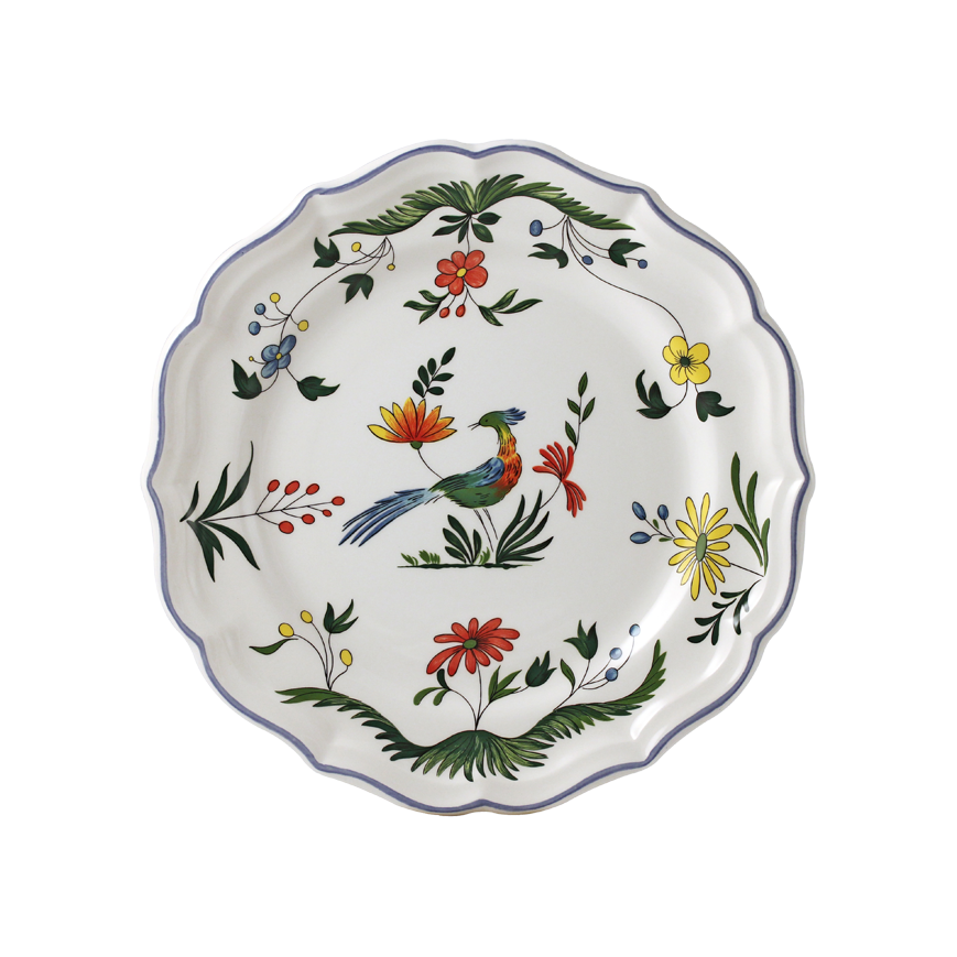 Тарелка десертная Gien Oiseaux de Paradis 23 см, Белый, Разноцветный,  Набор 4 шт.
