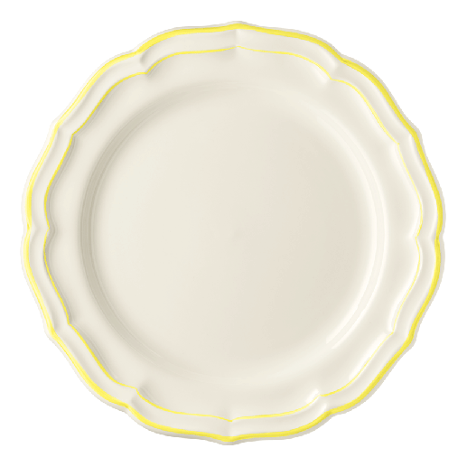Тарелка обеденная Gien Les Filets Jaune Citron 26,5 см,  Белый, Желтый,  Набор 4 шт.