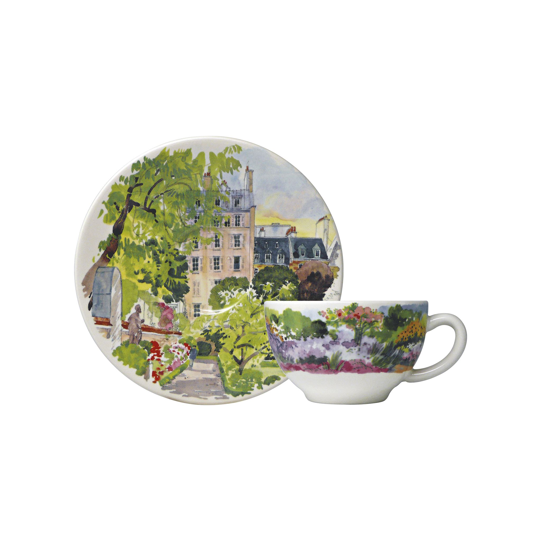 Чашка чайная с блюдцем Gien Paris Giverny 160 мл/15,2 см, Разноцветный, Набор 2 шт.