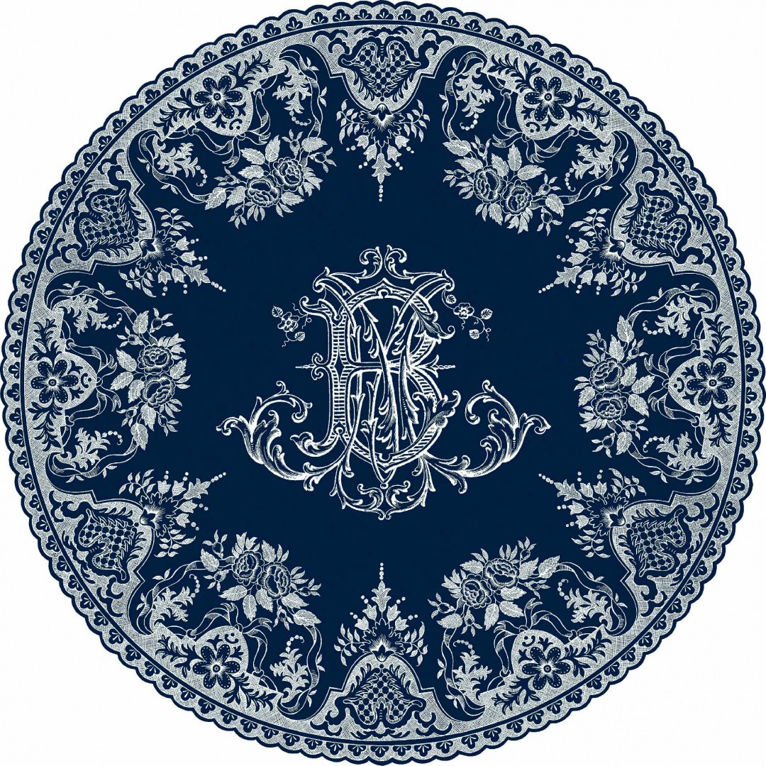 Тарелка десертная Gien Les Depareillees Bleu Monogramme 23,2 см, Синий,  Набор 4 шт.