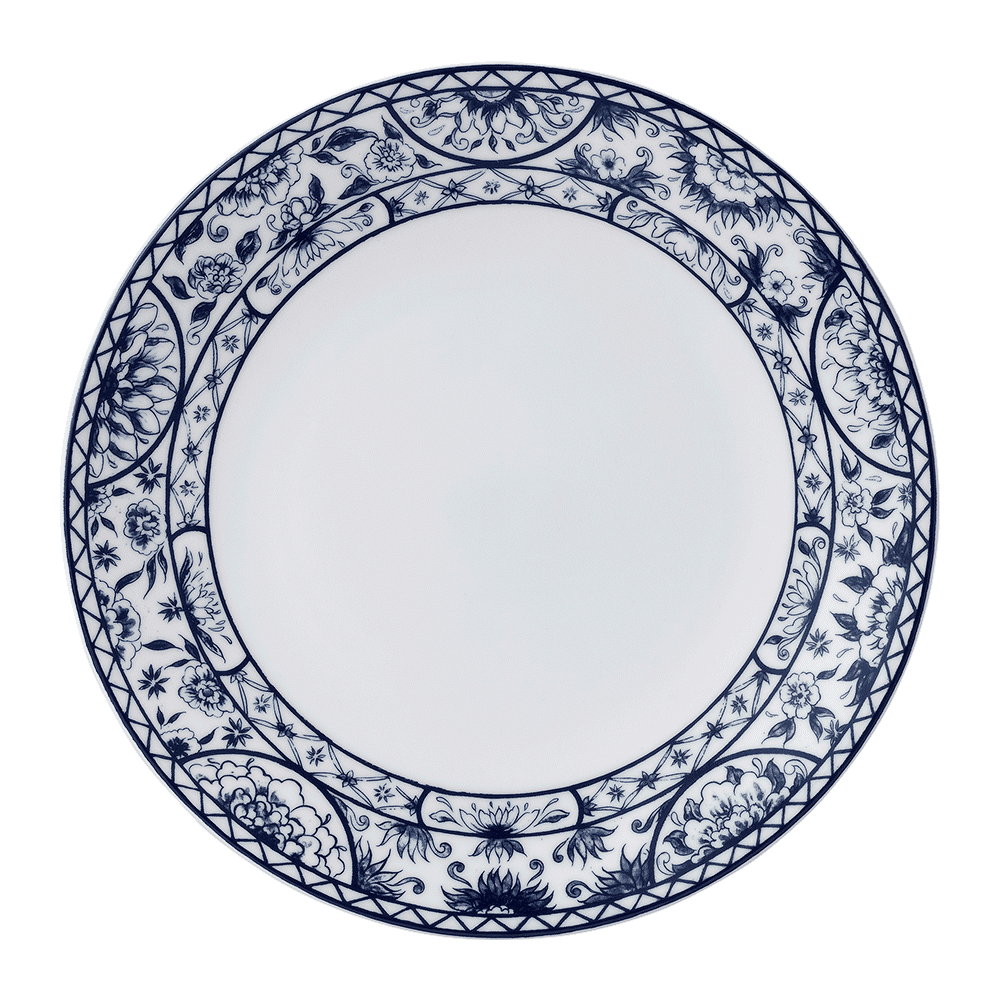 Тарелка обеденная Royal Crown Derby Victorias Garden Blue 27 см, Белый, Белый, Синий