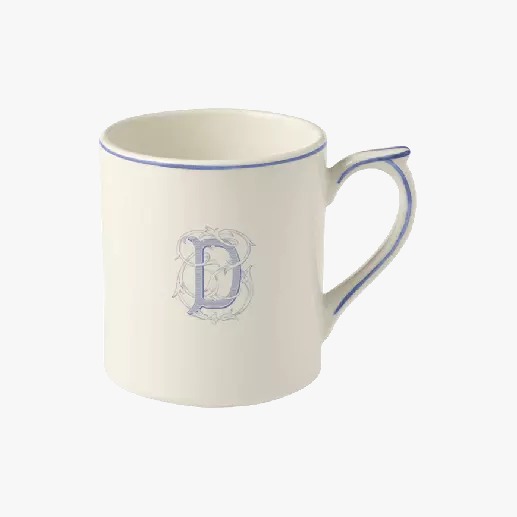 Кружка Gien Filet Monogramme Bleu D 255 мл, Белый, Синий