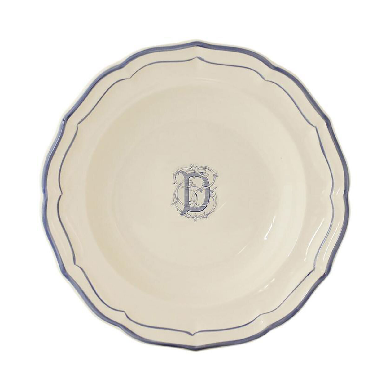 Тарелка десертная Gien Filet Monogramme Bleu D 23,2 см, Синий
