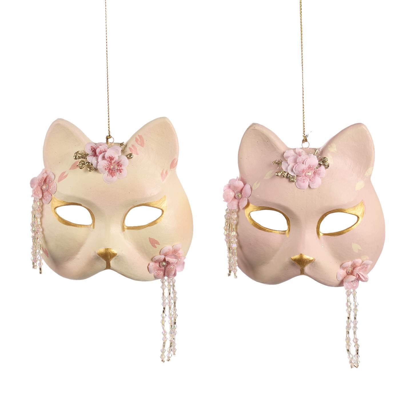 Ёлочное украшение маска «Кот удачи» Goodwill, 12см, Розовый, Синий, 1 шт. в асс