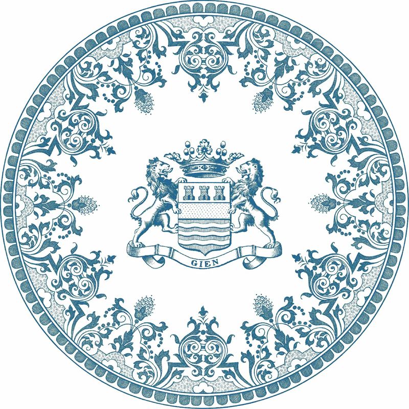 Тарелка обеденная Gien Les Depareillees Bleu Blason 27,4 см, Белый, Синий,  Набор 4 шт.