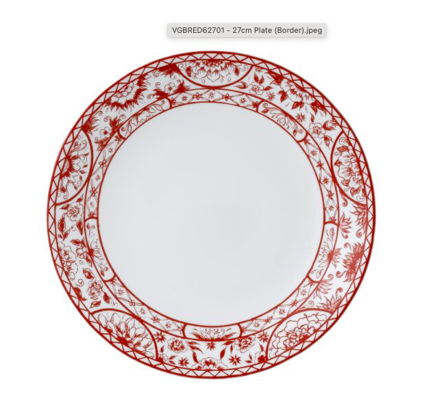 Тарелка обеденная Royal Crown Derby Victorias Garden Red 27 см, Белый, Красный