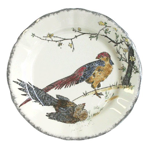 Тарелка обеденная Gien Grands oiseaux Фазан 26,3 см, Белый, Разноцветный