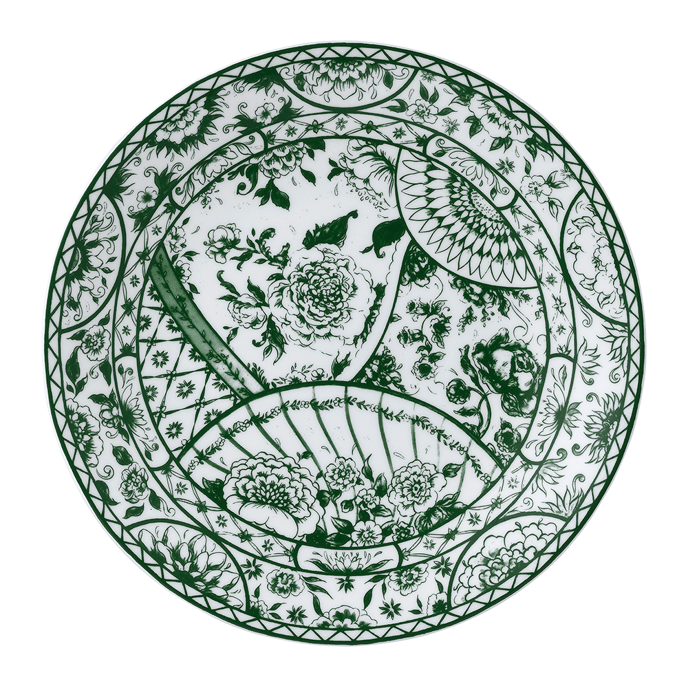 Тарелка обеденная Royal Crown Derby Victorias Garden Green 27 см, Белый, Зеленый