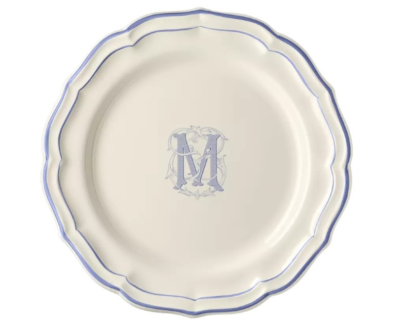 Тарелка обеденная Gien Filet Monogramme Bleu M 26 см, Синий