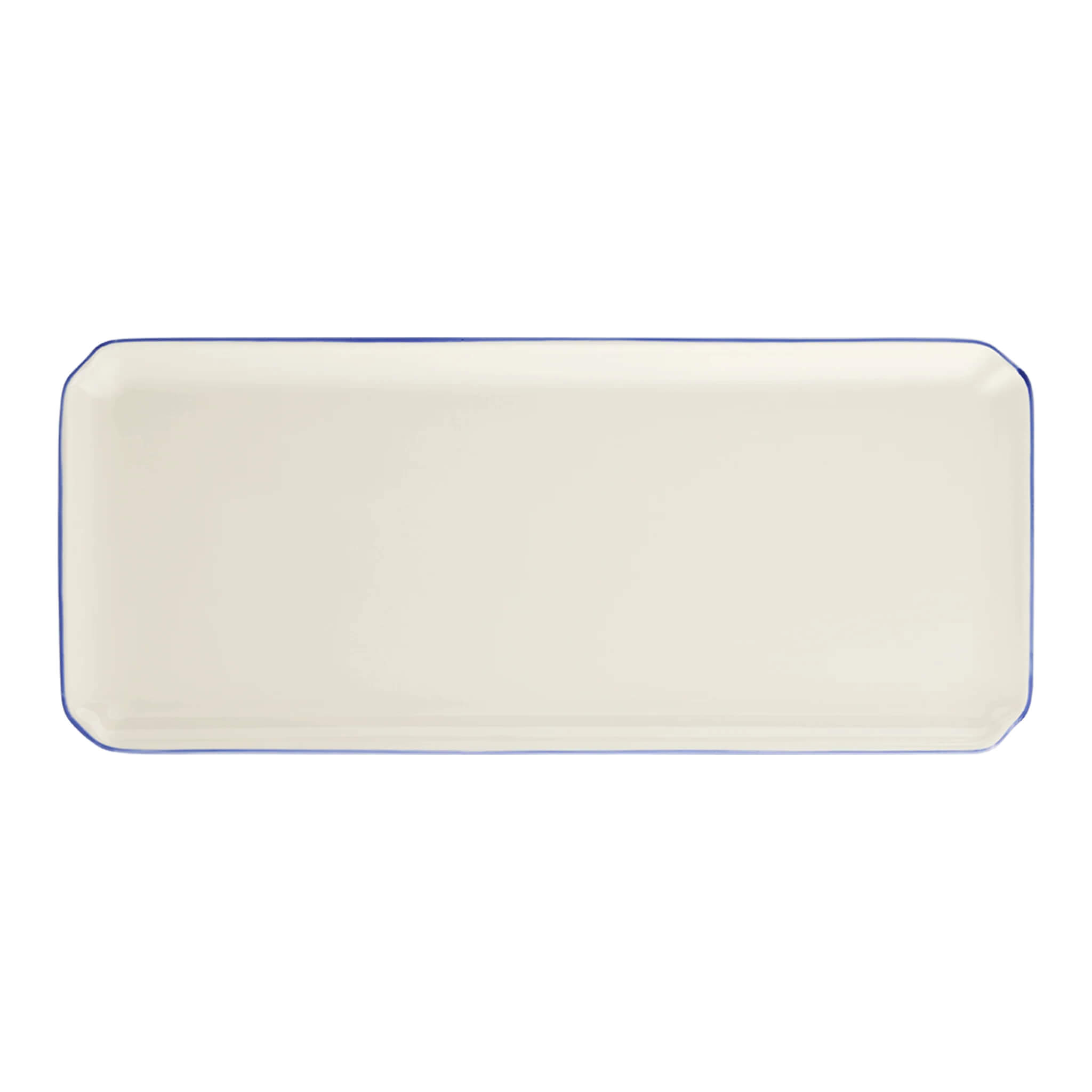 Блюдо прямоугольное Gien Les Filets Bleu 38х14,5 см, Белый, Пион