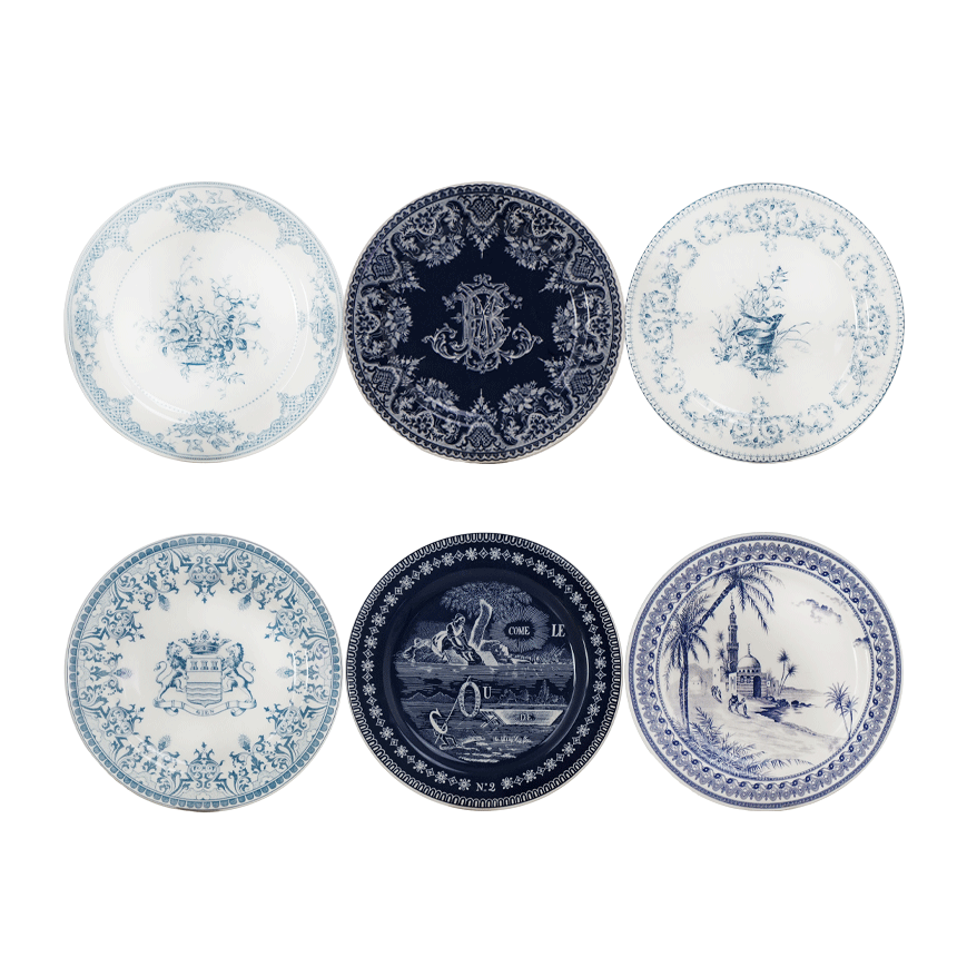 Мини-тарелка Gien Les Depareillees Bleu 12,8 см, Синий,  Набор 6 шт.