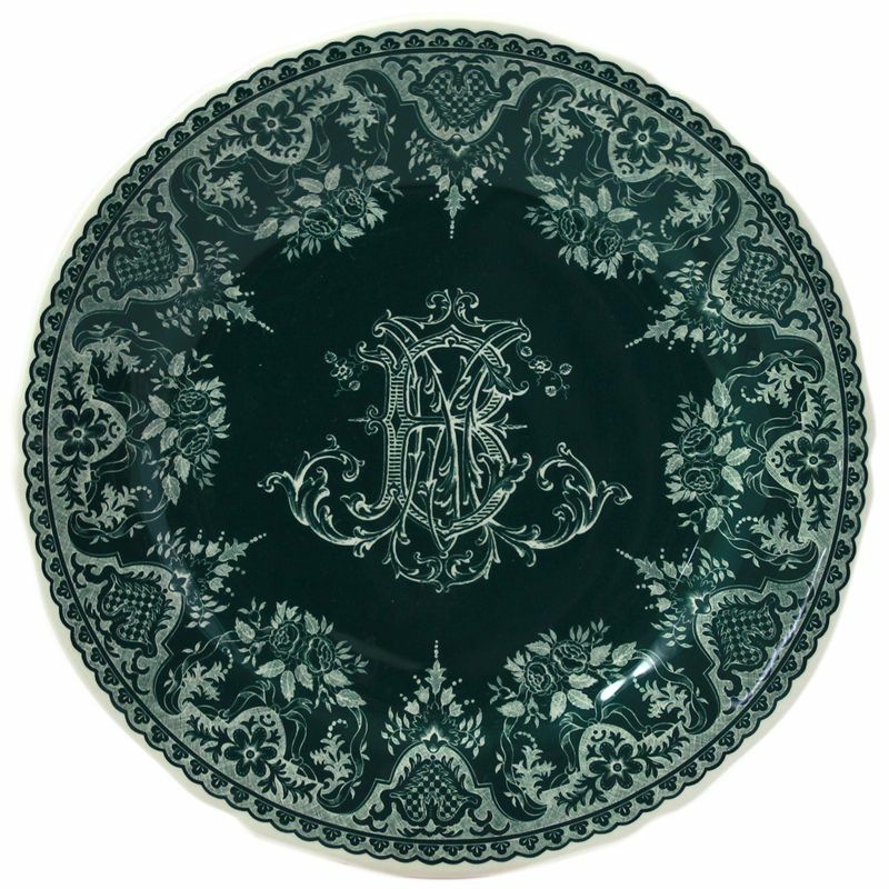 Тарелка десертная Gien Les Depareillees Vert Monogramme 23,2 см, Зеленый,  Набор 4 шт.