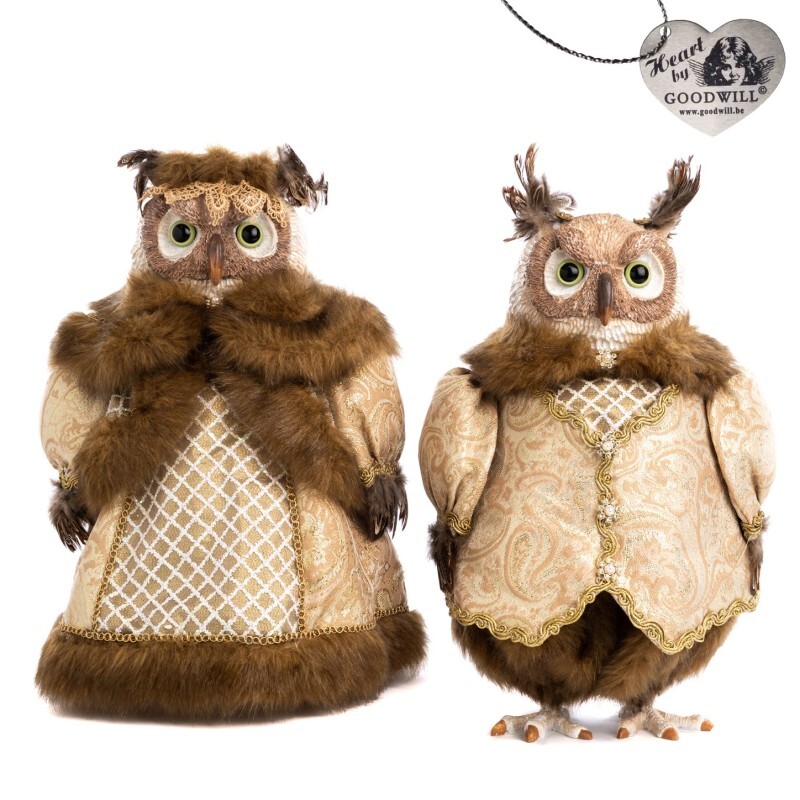 Сова граф/графиня в костюме Goodwill 35 см, Бежевый, Коричневый