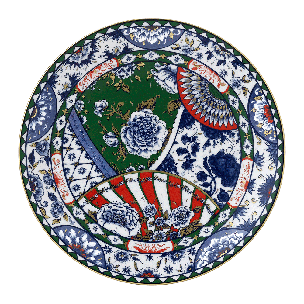 Тарелка обеденная Royal Crown Derby Victorias Garden Blue, Green & Red 27 см, Синий, Зеленый, Красны