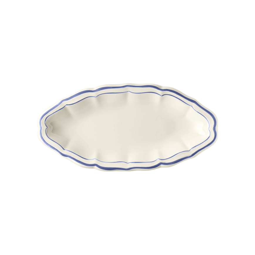 Блюдо овальное Gien Les Filets Bleu 26,5х13,2 см, Белый, Голубой