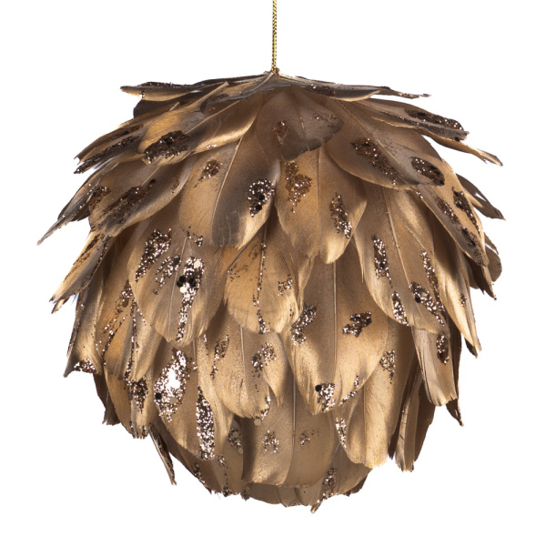 PLUME SPARKLE BALL GLD 13CM